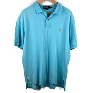 Ralph Lauren Polo Shirt Mens Large Aqua Blue Short Sleeve Classic Preppy